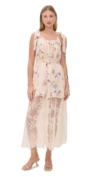 Zimmermann Cascadian Lace Slip Dress Cream Botanical Floral 1