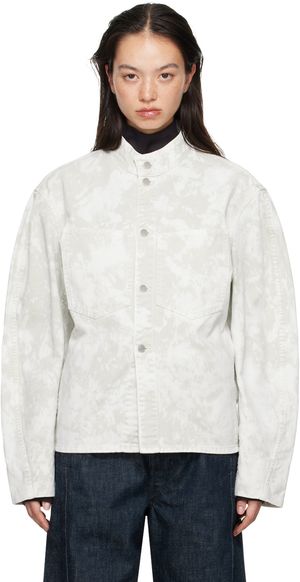 LEMAIRE Gray & White Curved Sleeves Denim Jacket