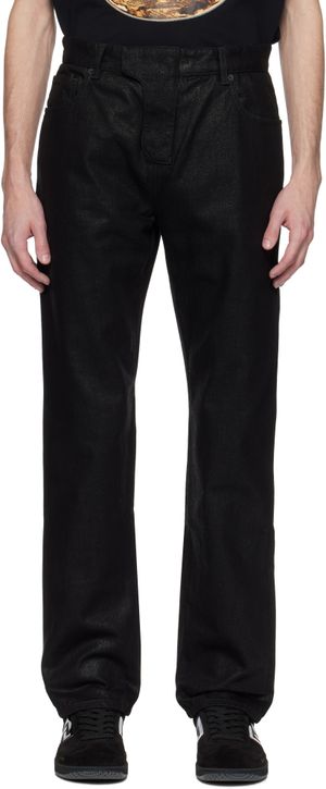 Balmain Black Regular-Fit Coated Jeans