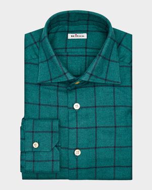Men's Cotton Windowpane Check Button-Down Shirt