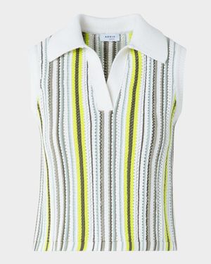 Striped Crochet & Knit Cotton Top