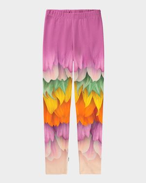 Girl's Niki Floral-Print Organic Cotton Leggings, Size 3-6