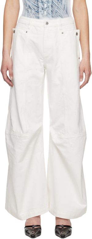 Feng Chen Wang White Cargo Jeans