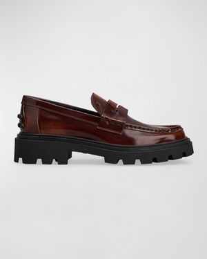 Leather Lug-Sole Penny Loafers