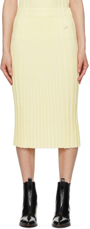 Maison Kitsuné Jupe midi jaune à logo de renard