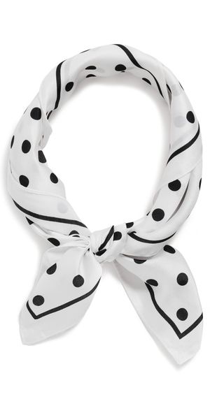 Lele Sadoughi Polka Dot Square Satin Scarf Jet Ivory One Size