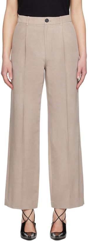 UMBER POSTPAST Pantalon beige à plis