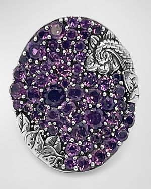 Rhodolite Garnet Pave Ring in Sterling Silver, Size 7