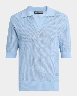 Men's Cotton Mesh Knit Johnny Collar Polo Shirt