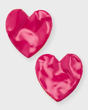 Large Enameled Heart Earrings