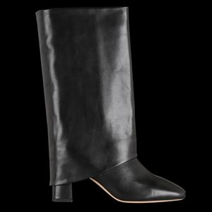 Mi/mai - Bottes bout carré en cuir - Taille 41 - Noir