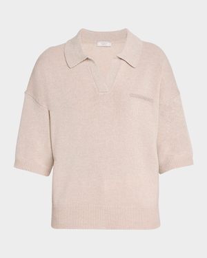 Punto Luce Wool-Cashmere Polo Sweater
