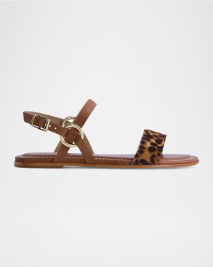 Henre Leopard Flat Slingback Sandals
