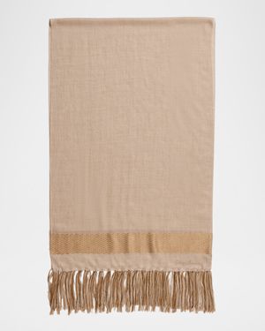 Chevron Fringe Cashmere-Silk Stole