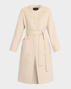 Belted Geometric Double-Face Coat