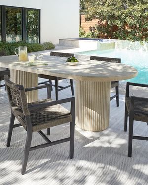 Reeded Double Pedestal Outdoor Dining Table