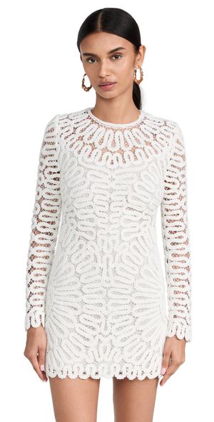 SIMKHAI Mccall Cage Crochet Embroidery Mini Dress Black 2