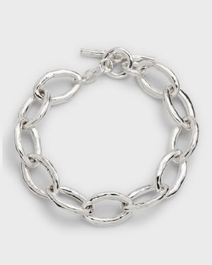 Mini Hammered Bastille Link Bracelet in Sterling Silver