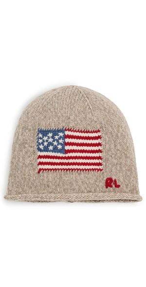 Polo Ralph Lauren Flag Beanie Taupe Multi One Size