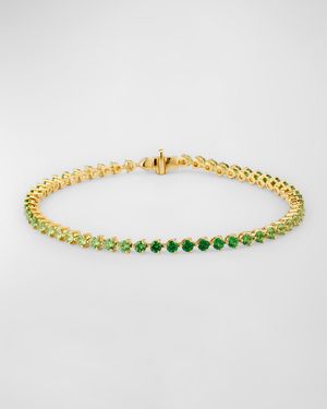 Rainbow 18K Yellow Gold Ombré Green Tsavorite Tennis Bracelet