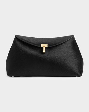 T Lock Flap Horsehair Clutch Bag