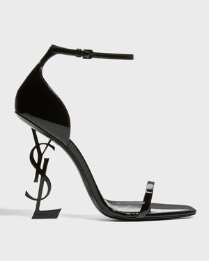 110mm Opyum YSL Patent Leather Sandals with Black Hardware