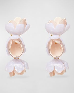 Rose Petal Triple Drop Clip-On Earrings