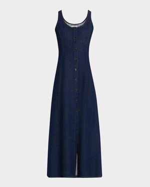 Farrow Sleeveless Cotton Denim Midi Dress