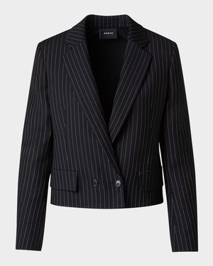 Adele Pinstripe Double-Breasted Short Jacket