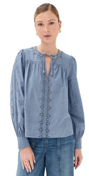 Ulla Johnson Kady Long Sleeve Blouse Chambray 00