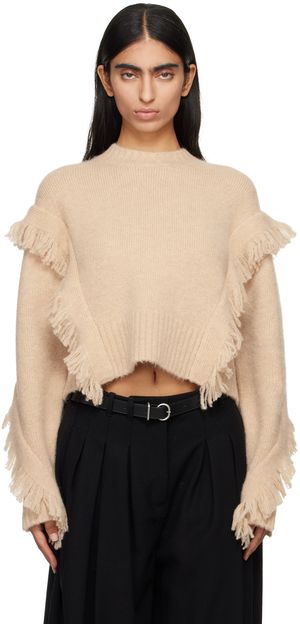 3.1 Phillip Lim Beige Fringe Crewneck Sweater