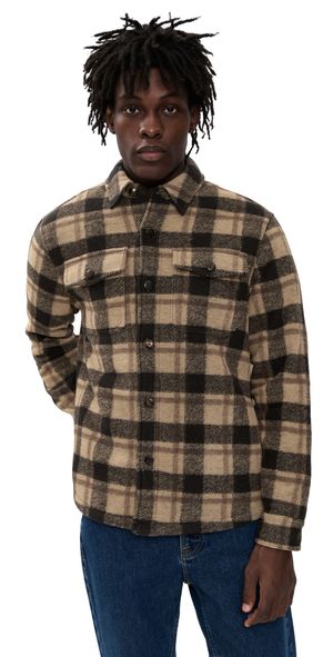 Faherty Range Fleece Lined CPO Shirt Jacket Shadow Earth Plaid S
