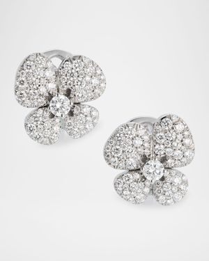 Ischia 18K White Gold Flower Earrings with Diamonds