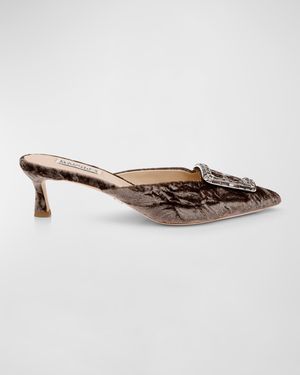 Abigayl Velvet Buckle Mule Pumps
