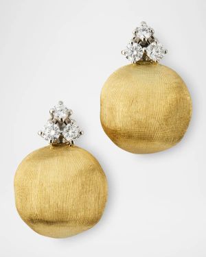 18K Yellow Gold Stud Earrings with Diamonds