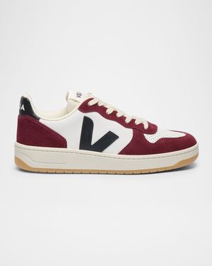 V-10 Mixed Leather Low-Top Sneakers