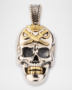 Men's Hydra Sterling Silver and 18K Gold Skull Pendant