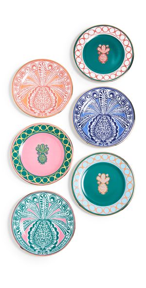 La DoubleJ Dessert Plates Set of 6 Pineapple Mix One Size