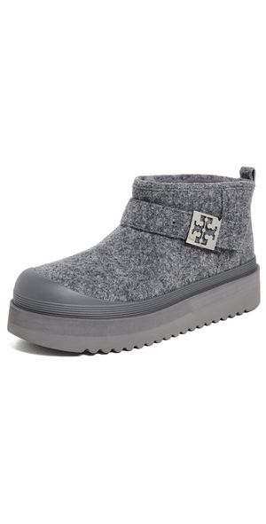 Tory Burch Mellow Shearling Platform Boots Storm Cloud/Silver 8.5