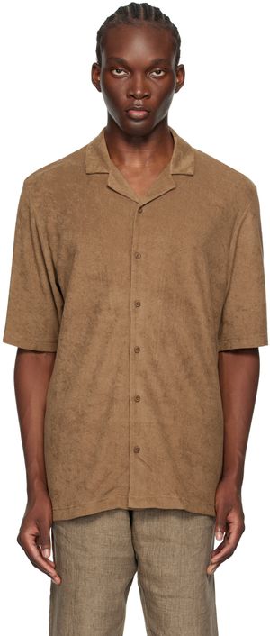 Sunspel Chemise brune en tissu éponge