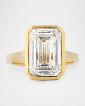 Lab Grown Diamond 14K Yellow Gold Emerald Cut Solitaire Ring, 8.00tcw