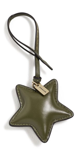 Coach Puffy Star Leather Bag Charm Olive One Size