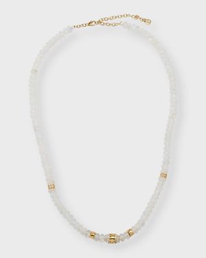 Gold & Diamond Multi-Rondelle Rainbow Moonstone Necklace