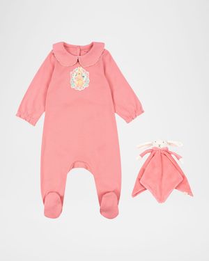 Girl's Coty Picot Coverall & Lovie Gift Set, Size 0M-9M