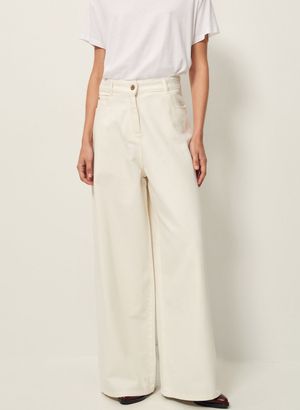 Sessun - Jean large taille haute en coton - Taille 42 - Blanc