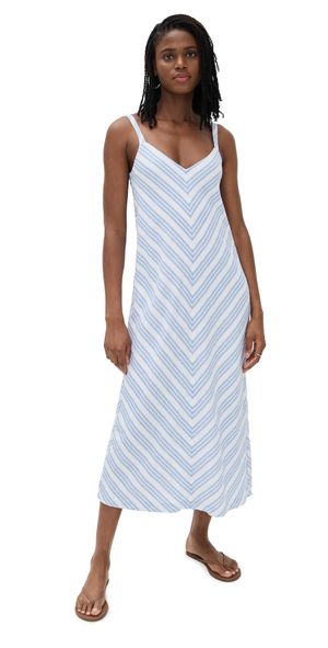 Splendid Gisele Midi Dress Steel Blue/White XS