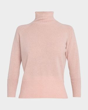 Turtleneck Ribbon Back Cutout Cashmere Sweater