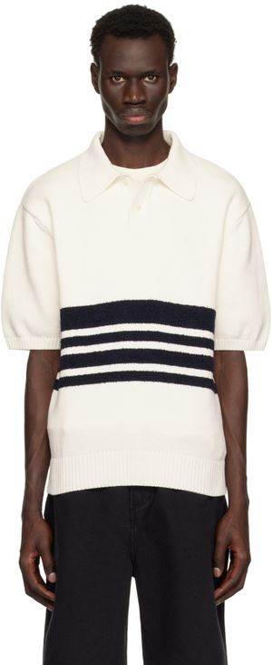 Palmes White & Black Panel Knit Polo