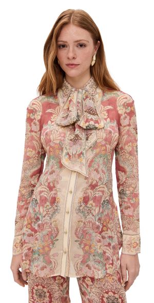 Zimmermann Rebellion Pussybow Shirt Rust Floral 1