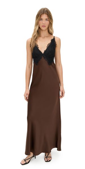 LoveShackFancy Iridia Dress Chocolate Brown 6